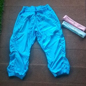 Ivivva Girls capris and 2 Ivivva Girls headbands